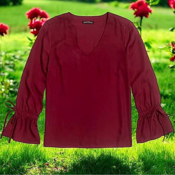 NWOT J. Crew Factory Mercantile Burgundy Red ‘Bow-Sleeve’ Top Size 4 - Picture 3 of 14